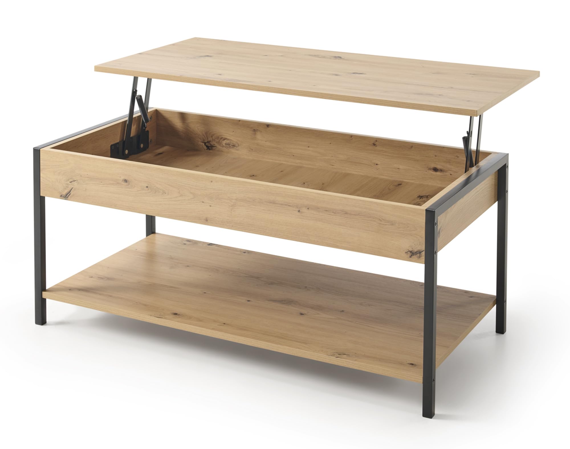 HOGAR24 ES - Aya - Mesa Centro Elevable con Almacenaje y Estante Inferior, Color Madera Roble. Medidas:100 x 50 x 45cm.