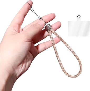 Small Diamond Charm Phone Lanyard Stylish Cross-Body Mobile Holder Strap, Hands-Free Neck Chain Accessory, Ideal for iPhone & Most Smartphones with Charms for Phone Cases- Gold