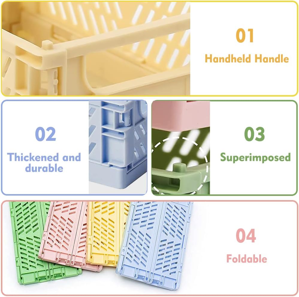 Buy Mini Storage Baskets, 4 Pcs Plastic Foldable Storage Baskets Desk