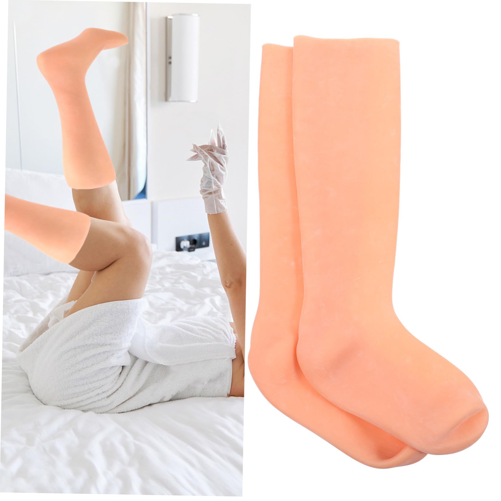 Calzini Idratanti Lunghi Sebs Khaki, 1 Paio per Cura Piedi | Uso Notturno e Trattamento Piedi Secchi, Vestibilità Confortevole, Riutilizzabili