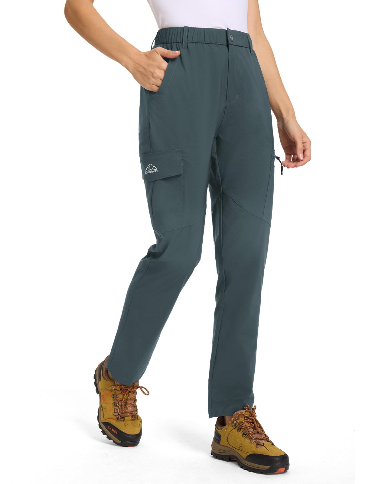 donhobo Pantalon de randonnée pour femme - Léger et respirant - Pantalon cargo - Imperméable - Séchage rapide - Stretch - Pantalon d'extérieur - Protection UV - Pantalon fonctionnel avec 6 poches