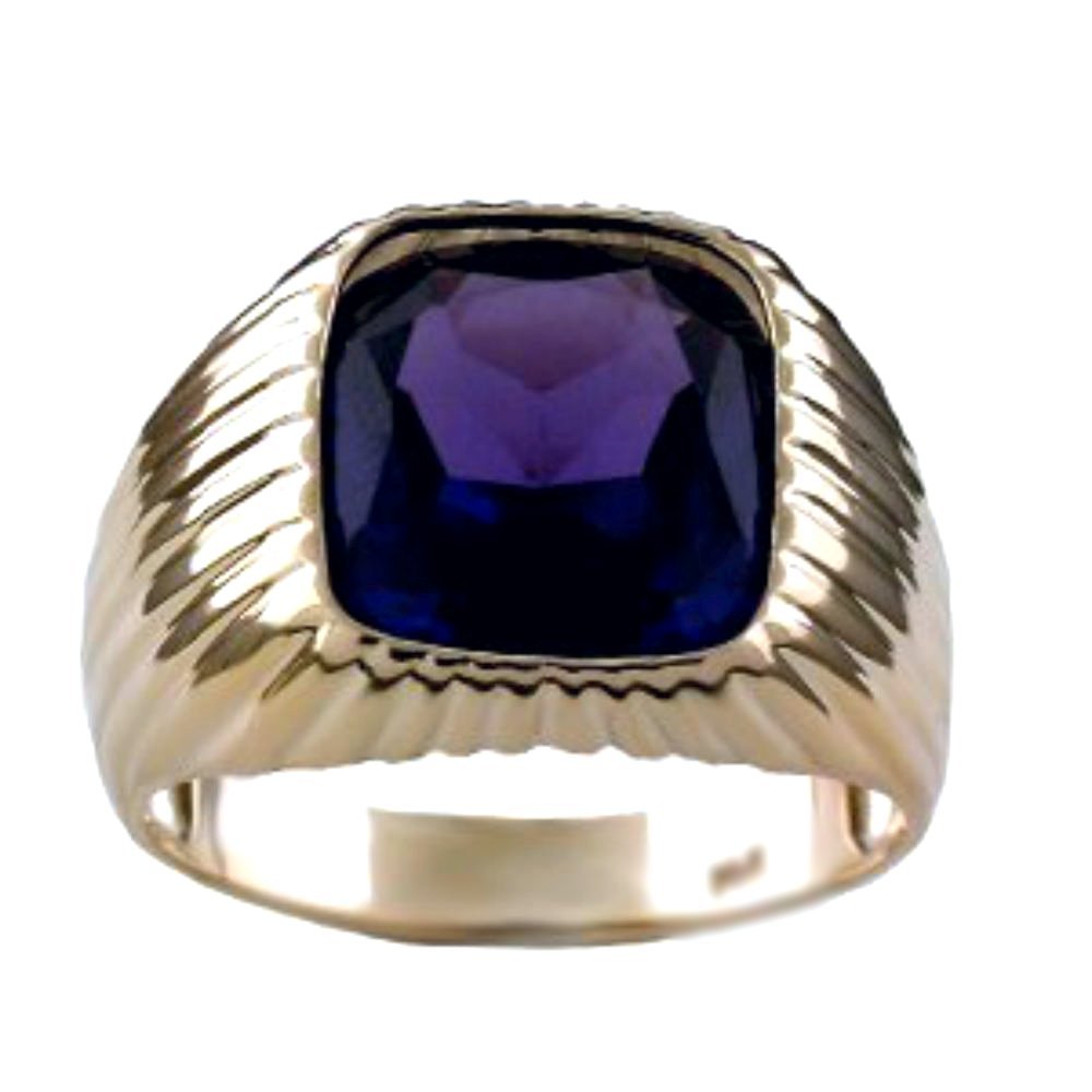 Para hombre anillo de imitación de imitación de Alejandrita Plata de Ley o banda chapado en oro amarillo