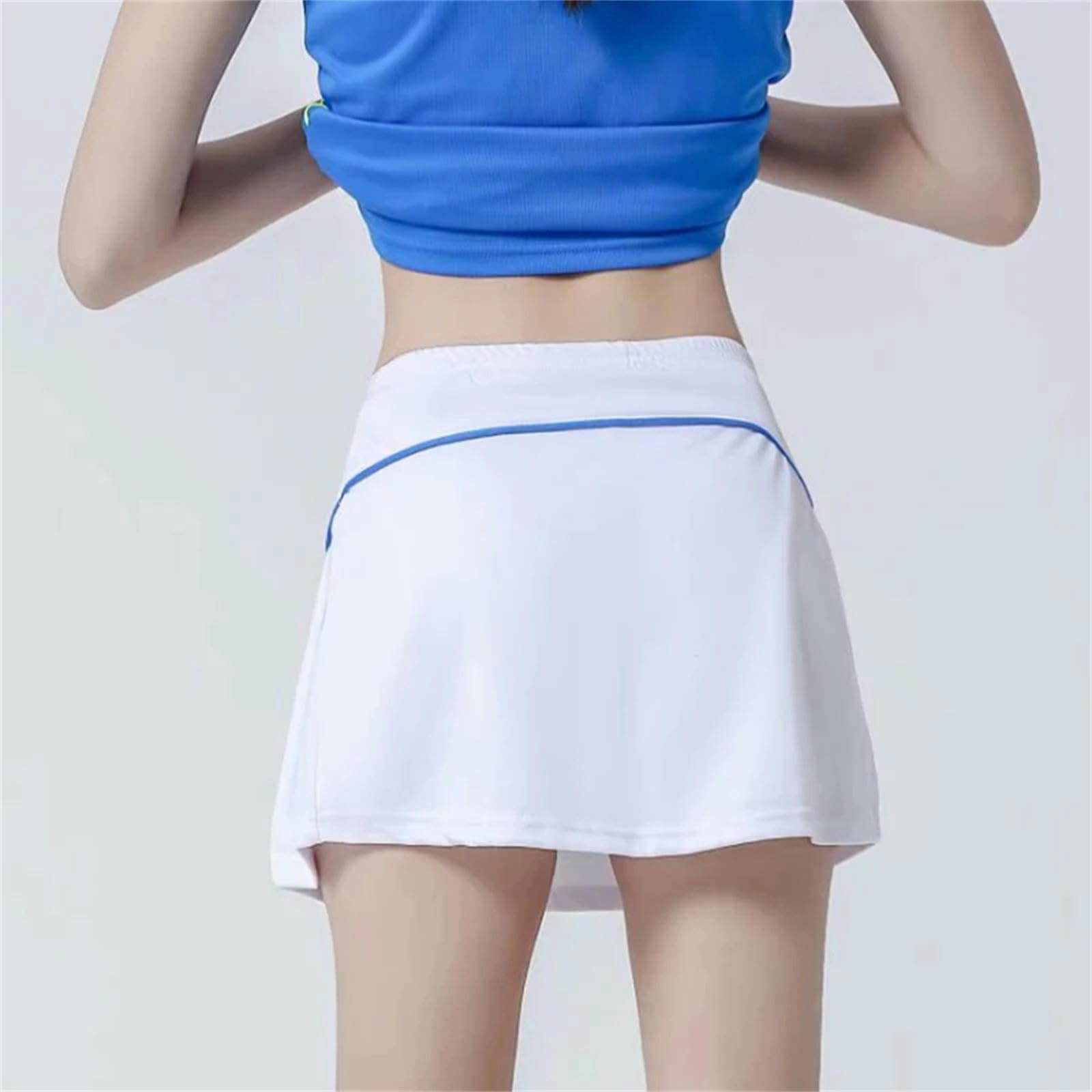 Tennisrock Damen Frauen Plissee Tennis Shorts Sommer Elastisch Weich Atmungsaktiver Sport Kurzer Rock Anti-Exposition Casual Rock Hose-schwarz 3color-XL