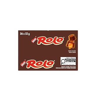Nestle Rolo Smooth Caramel Filled Pieces 36 X 52 Gram Net Wt 1.872 Gram, 1872 Grams