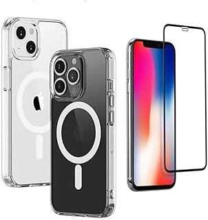 Capa Capinha Case Para iPhone 15 Pro Max Plus Todos os Modelos Para Carregador Sem Fio Por Indução Magnética + Película De Vidro 3D (iPhone 15 Plus Max)