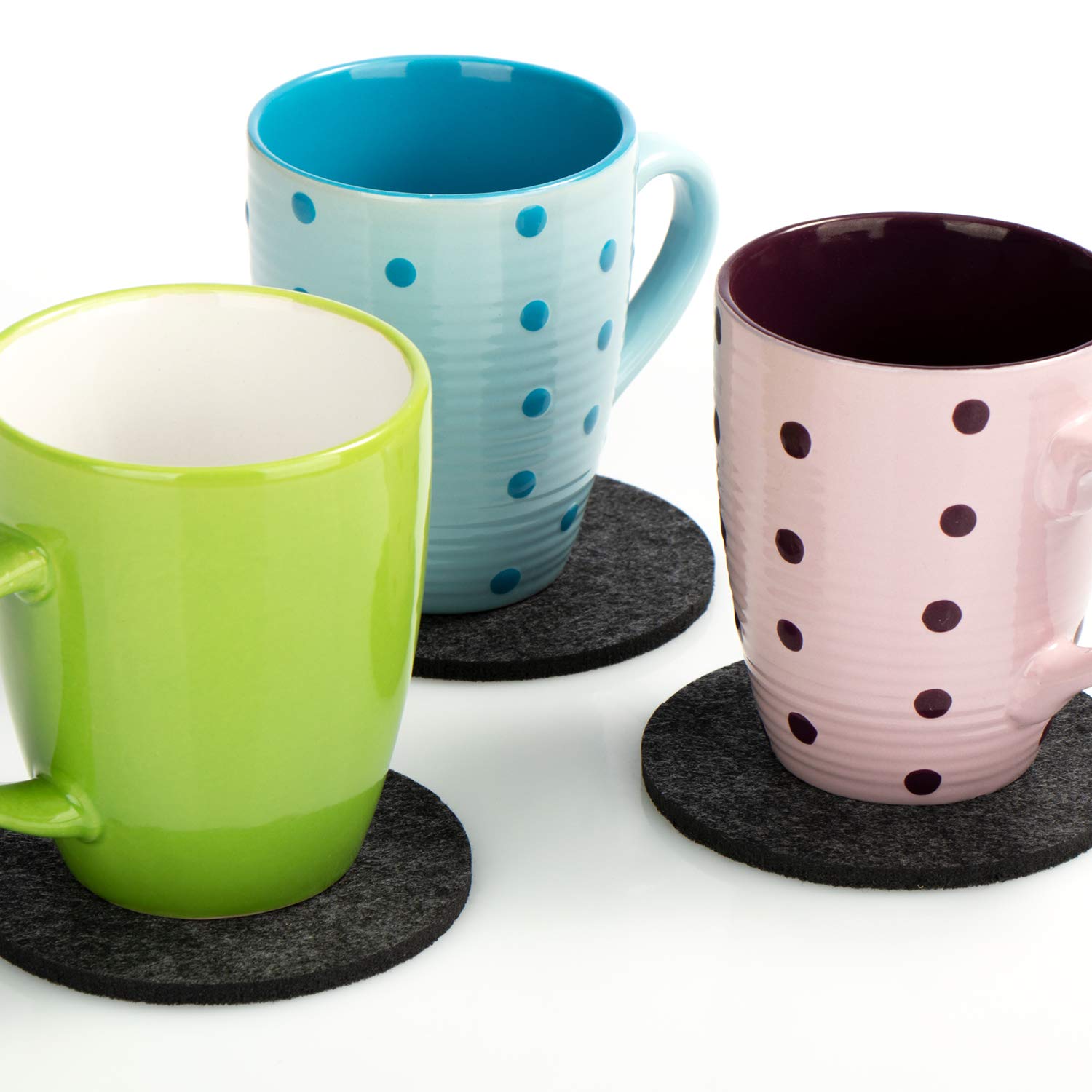 Set 6 Sottobicchieri In Legno Con Inserti In Feltro Assorbenti E Supporto – Antiscivolo E Termici – Moderni, Diametro 10,9 Cm - 2