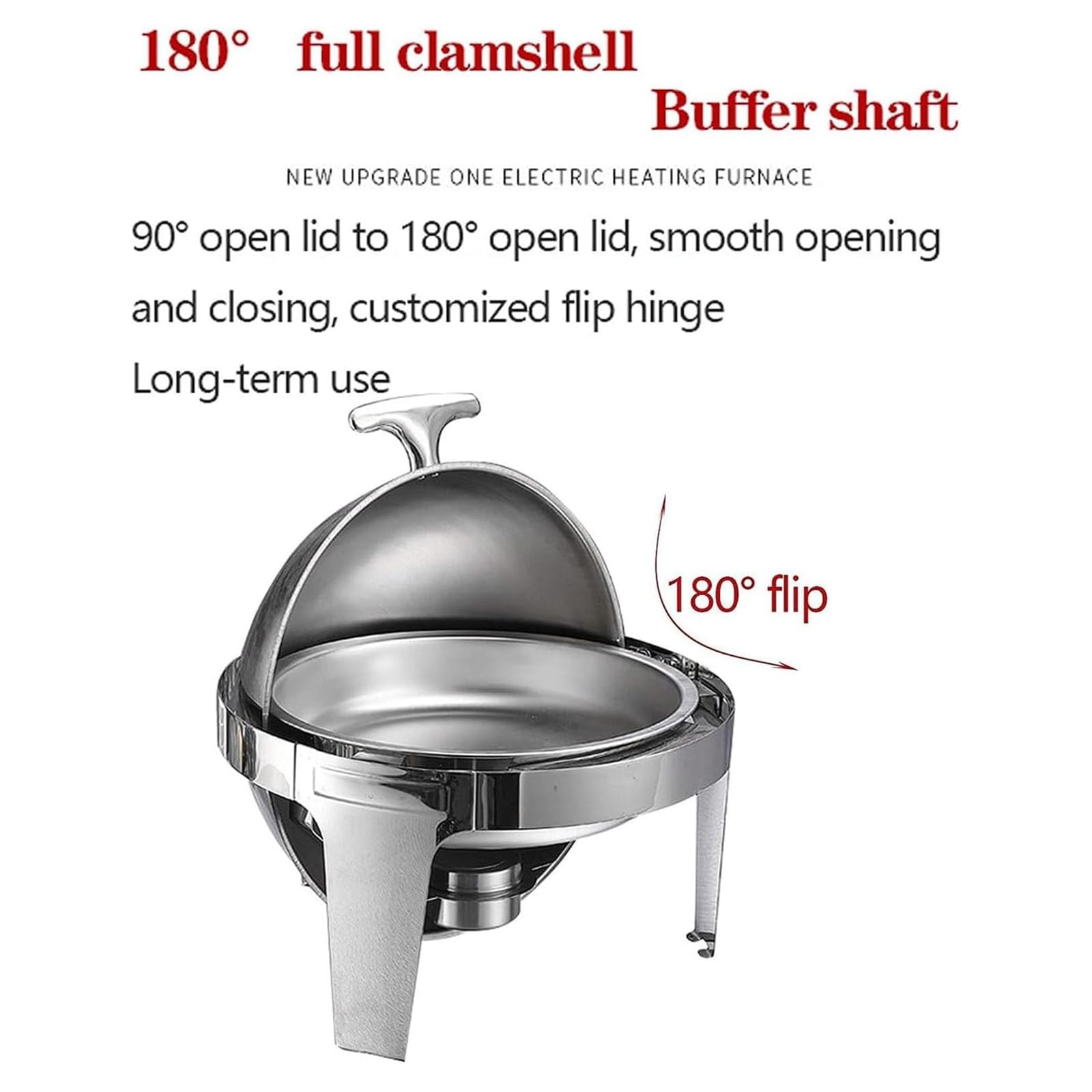 Buffet de plato de frotamiento, calentador eléctrico de alimentos de 6 litros con tapa visible y soportes de combustible, juego de sartenes de acero inoxidable para catering, fiestas, banquetes
