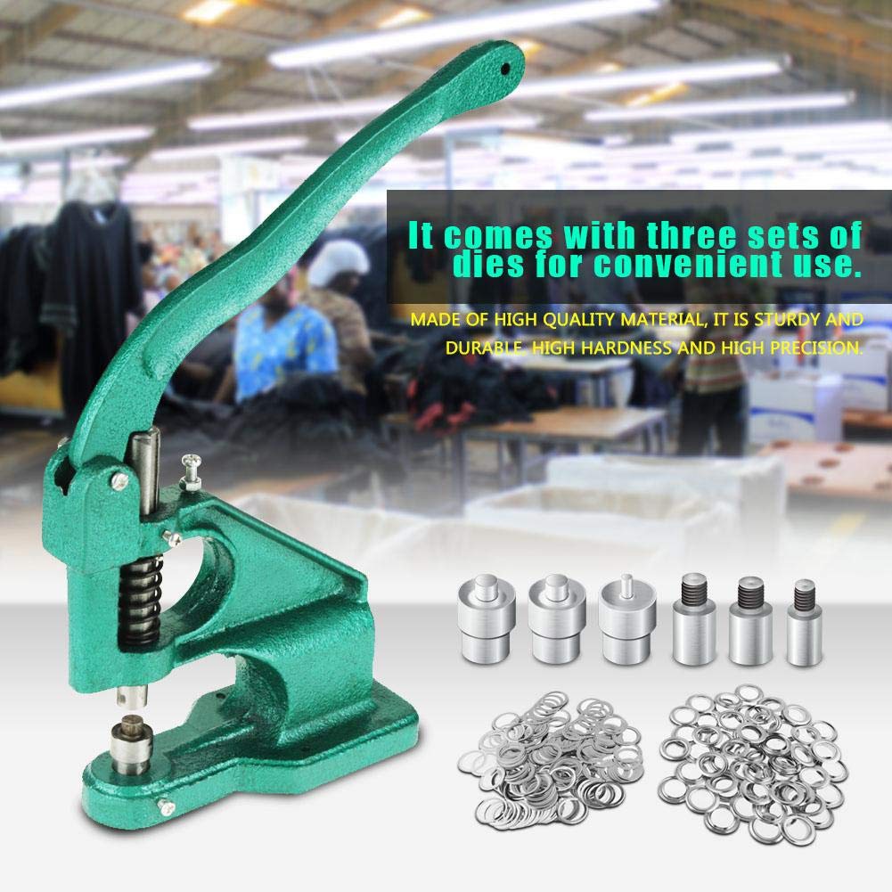 EBTOOLS Presse à œillets, pince à œillets, machine à œillets, machine à œillets, presse-bouton pression avec 3 morts et 1 500 œillets