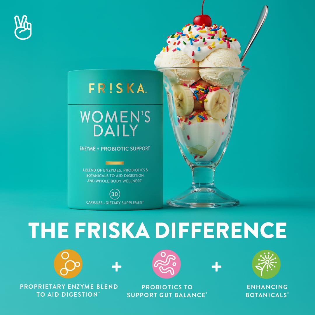 FRISKA Women’s Daily Digestive Enzyme and Probiotics Supplement, Advanced Natural Support for Female Digestive Health, Fights Bloating, Eases Digestion, Supports Nutrient Absorption, 30 Capsules — Amazon image 3