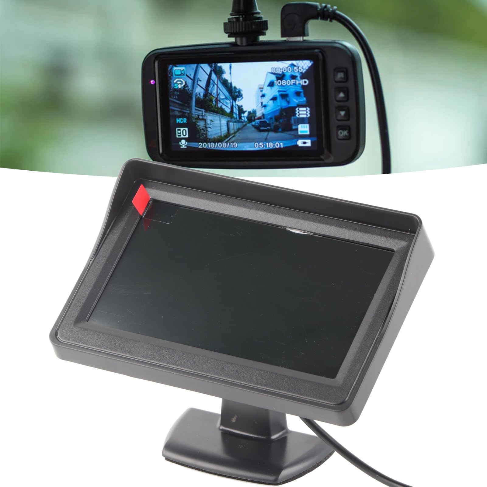 Moniteur de Voiture étanche avec Pare-, écran TFT 4,3 Pouces, Entrée Vidéo V1 V2 2 Voies, Compatible avec Caméra de Voiture, DVD, VCD, STB, Récepteur