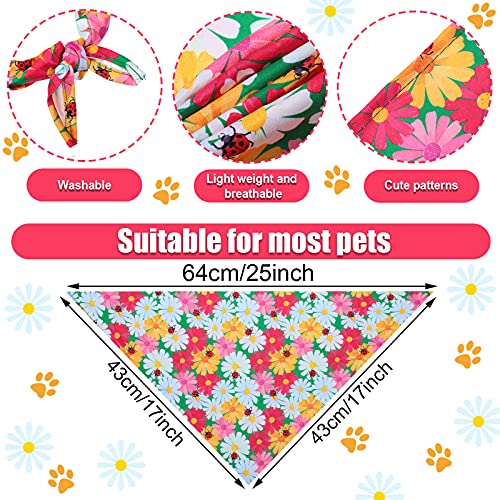 8 Pieces Dog Bandanas For Summer Flower Print Reversible Triangle Bibs Floral Puppy Scarf Kerchief Accessories For Dogs Cats Pets (Summer Flower, L) #TOP2