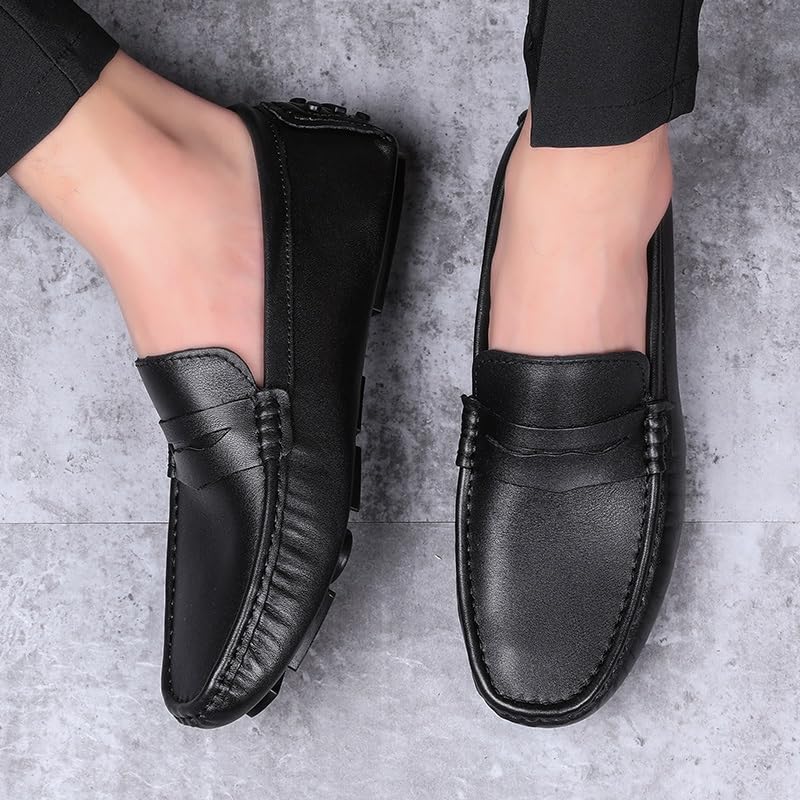 Mens Loafers Square Toe Leather Penny Driving Loafers Slip Resistant Flexible Flat Heel Fashion Classic Slip-on3