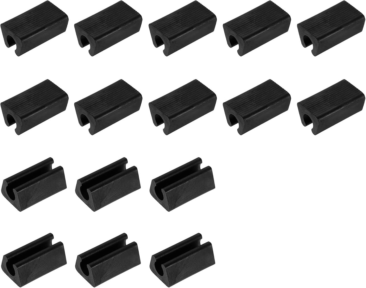 uxcell 16 Pcs Rectangle U Shaped Chair Leg Cover, Fit 7-8mm Dia Tubular Chair Legs, Non-Slip No Noise Floor Protectors, Plastic Furniture Feet Tubing Caps, Black