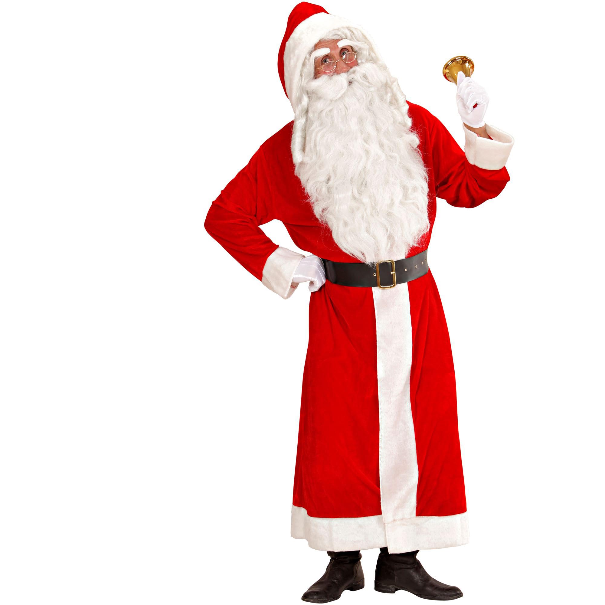 W WIDMANN MILANO Party Fashion - Costume de Père Noël en velours | Manteau en velours avec capuche et ceinture, costume de Père Noël pour Noël, le carnaval et les soirées à thème