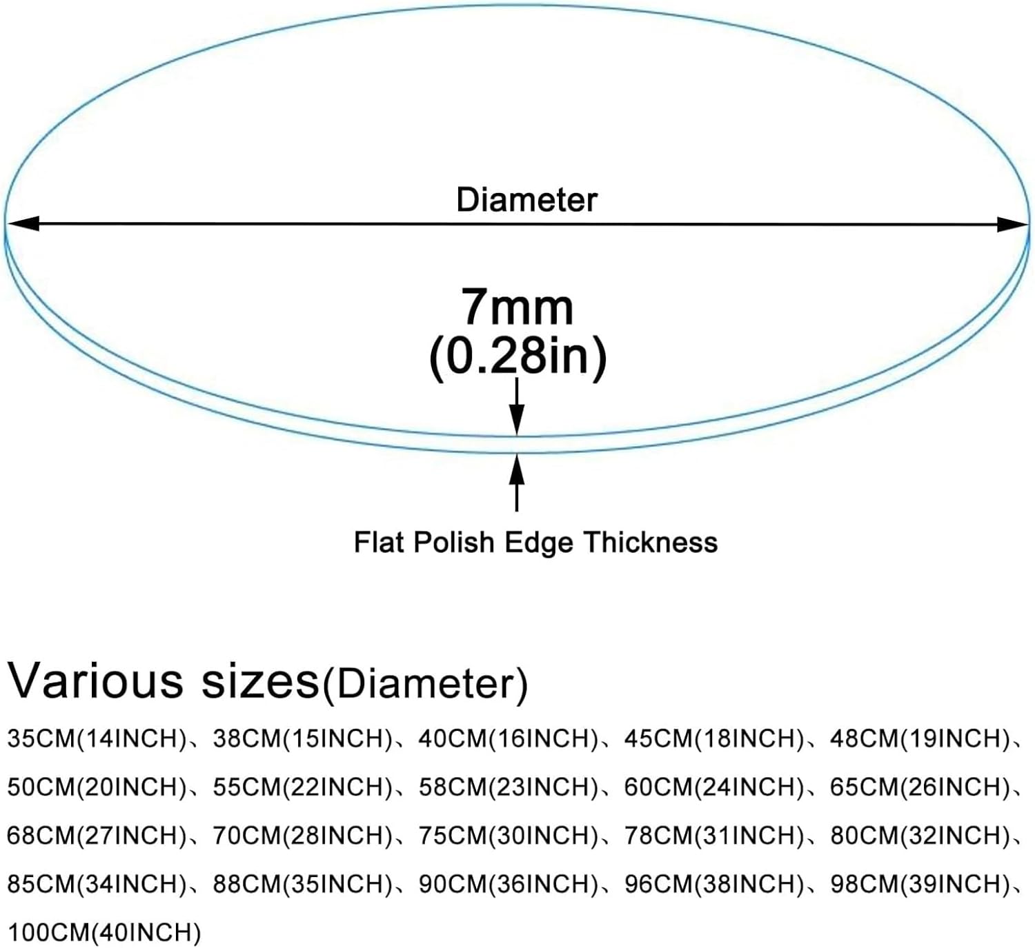 Tempered Glass Dining Table Top, DIY Self-made Glass Table Tops For Coffee Tables, Outdoor Patio Round Glass Table Top Transparent, 40cm 50cm 60cm 80cm，Circular Replacement Countertop(40CM(16INCH))