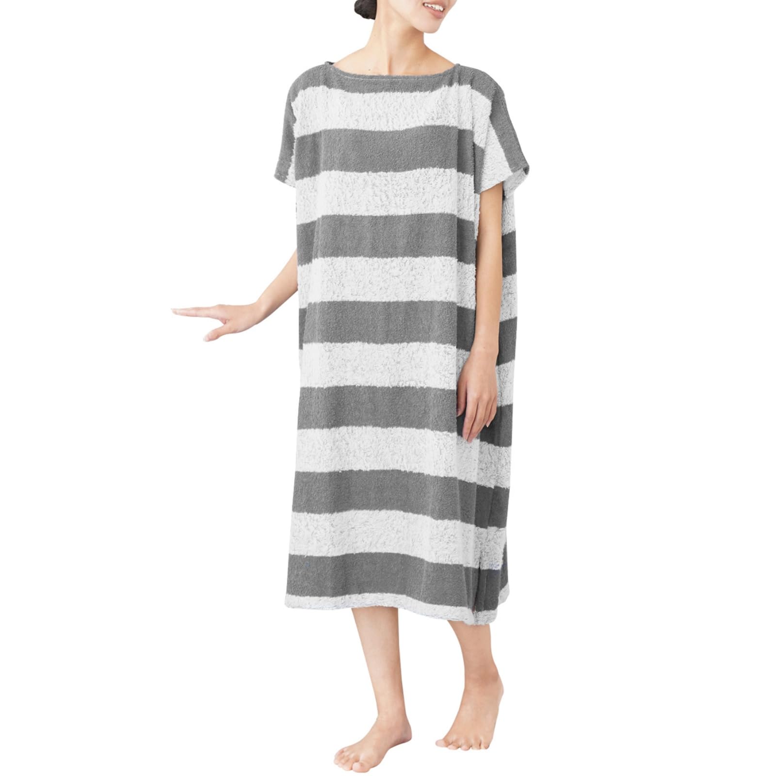 Lakurasu Wearable Towel, Bathrobe, Cold Prevention, Sauna, Rock Bath, Towel Cloth, Gray, Regular Length gray Regular