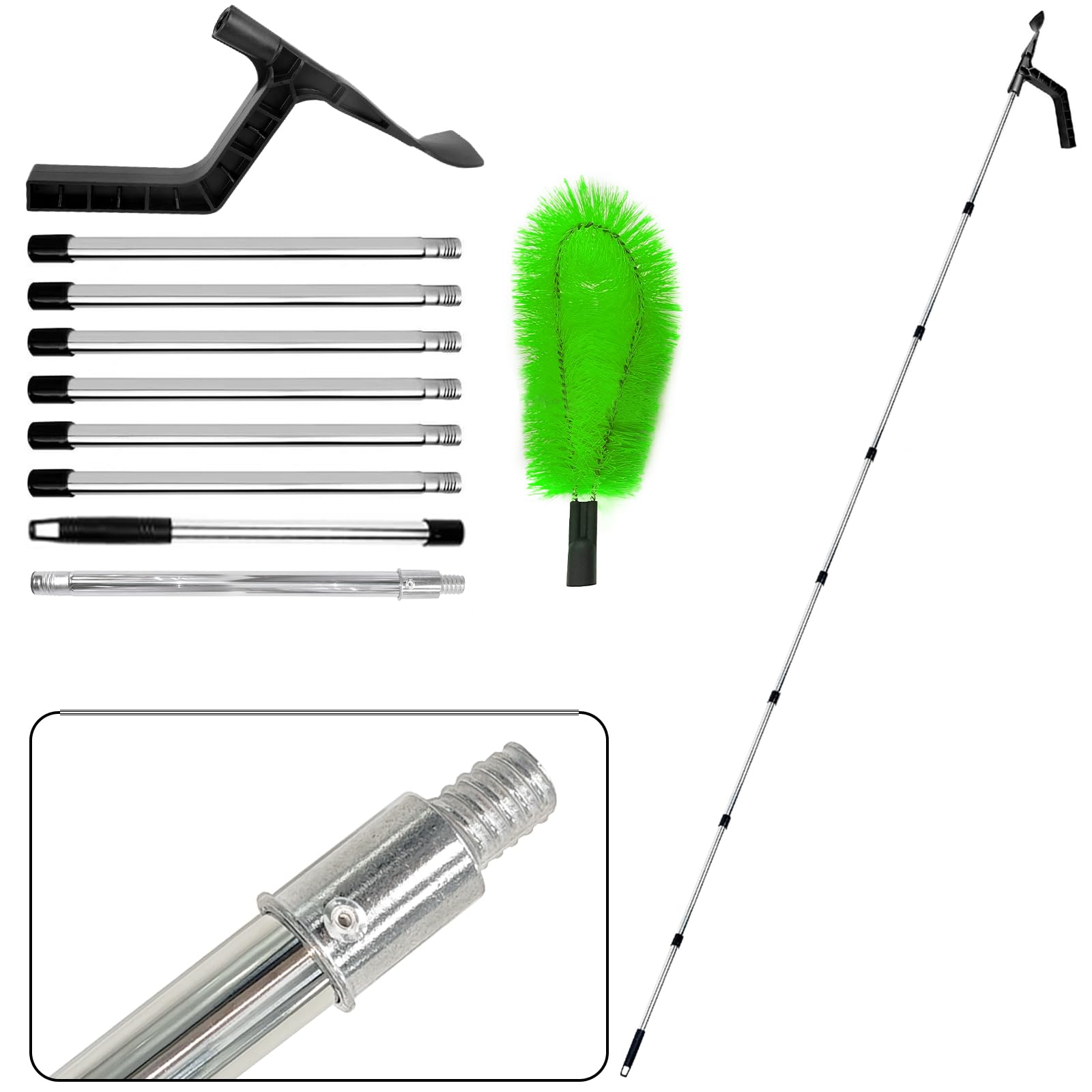 Aolawco Upgraded 320cm 2-in-1 Gutter Cleaning Tools with Gutter Brush & Leaf Shovel