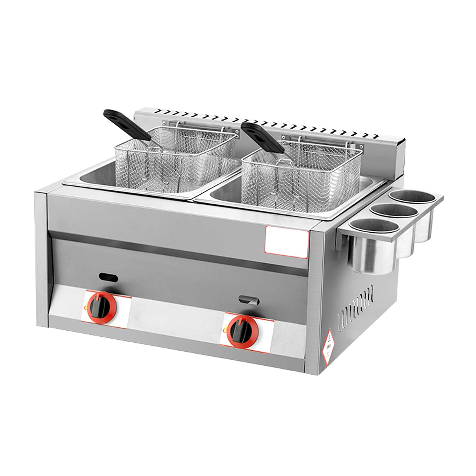 IUokLU Gas Fryer 22L Large Capacity Gas Fryer Stainless Steel Home Commercial LPG Fryer Adjustable Firepower with Baskets and Lids for Chips Donuts Fisc