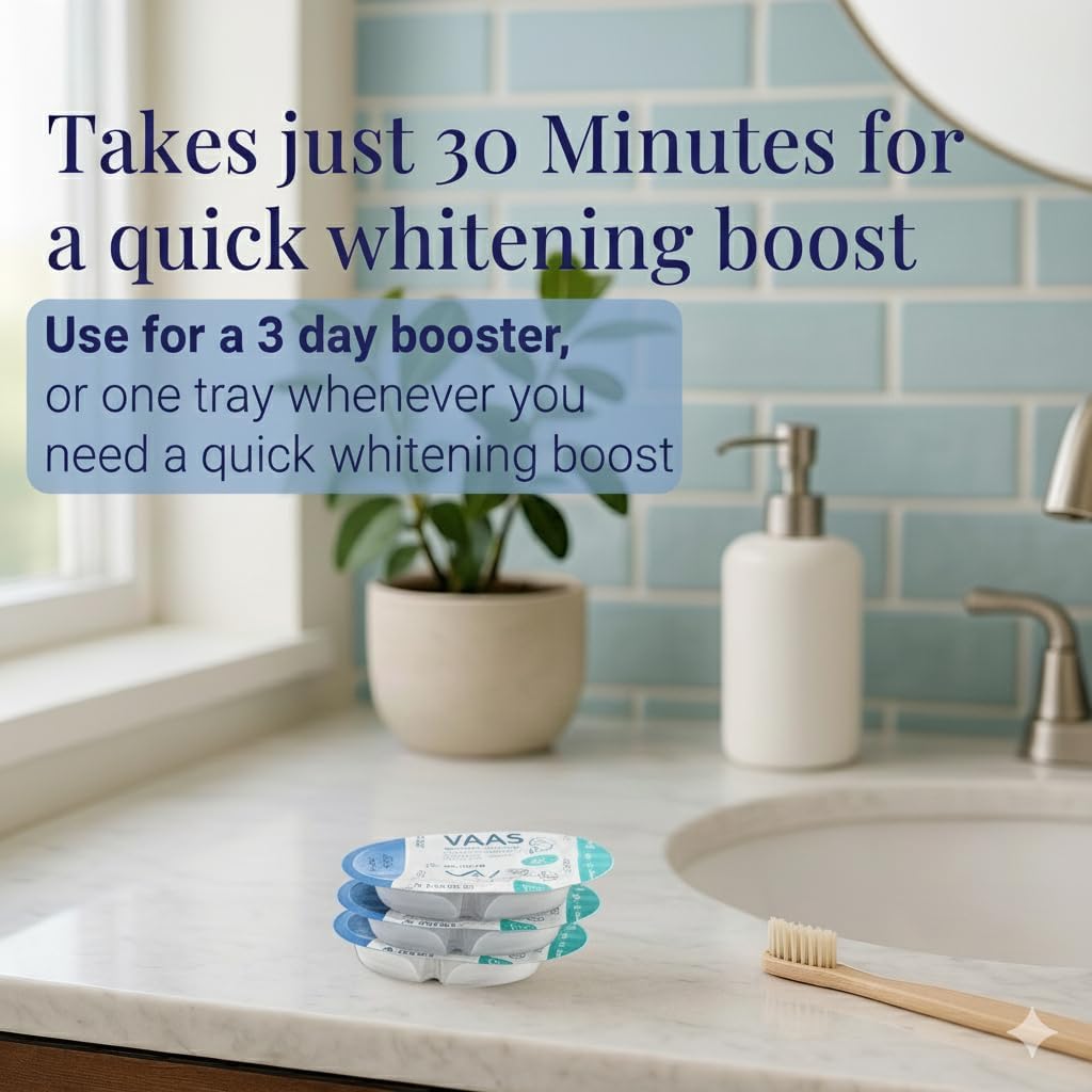 VAAS Boost Prefilled Teeth Whitening Trays for Sensitive Teeth, 11.2% Hydrogen Peroxide Kit, 6 Pack (3 Treatments), Enamel Safe, Mint Flavor