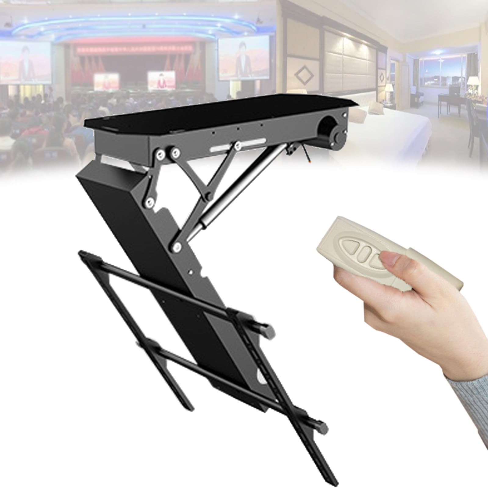 Soporte eléctrico ajustable para TV con control remoto, soporte de techo motorizado para televisores de pantalla plana, ajuste de gran angular
