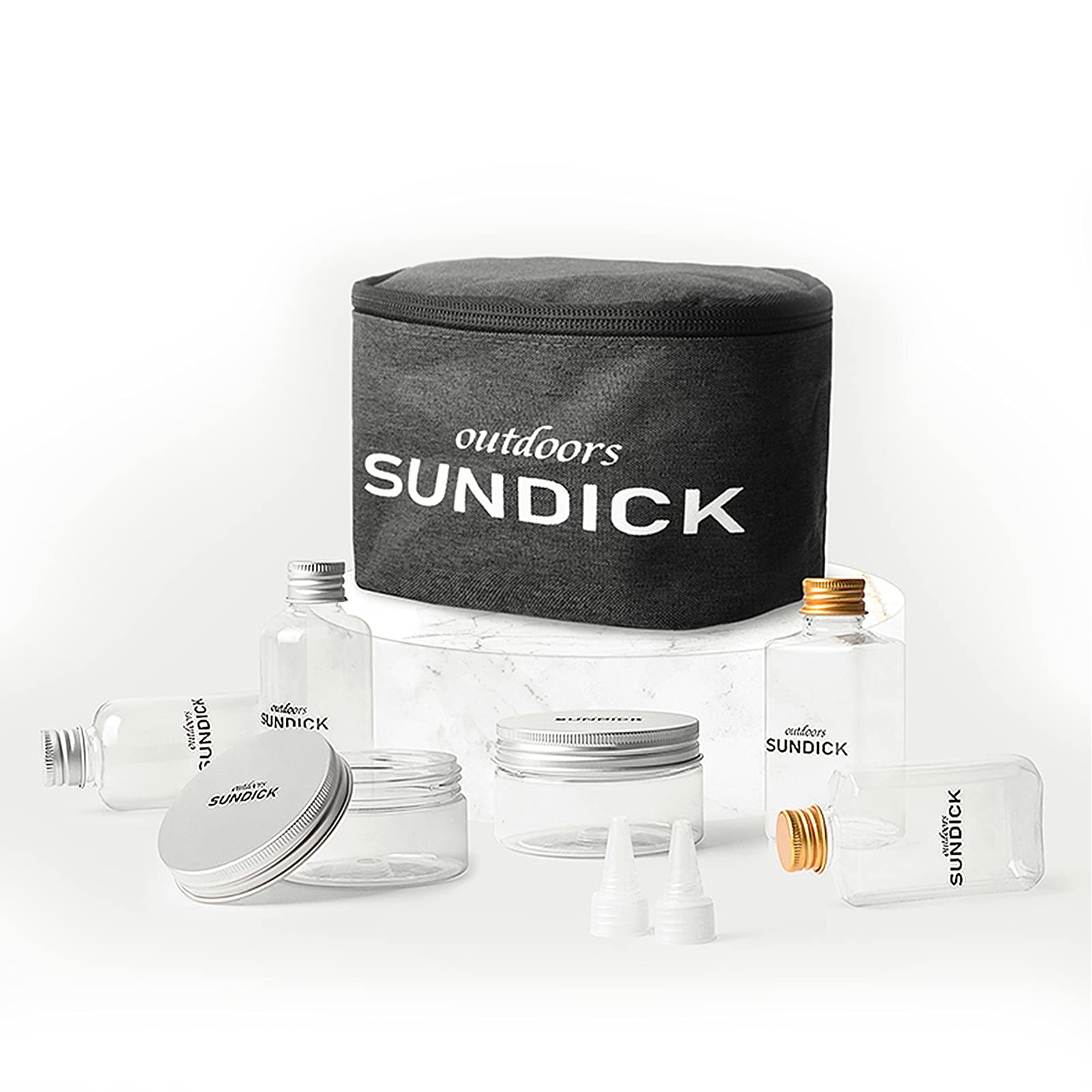 7 PCS Spice Cruets Set Travel Size Salt Bottle BBQ Sauce Container Anise Bottle Storage Bag Set for Camping Hiking BBQ Self-driving Traveling