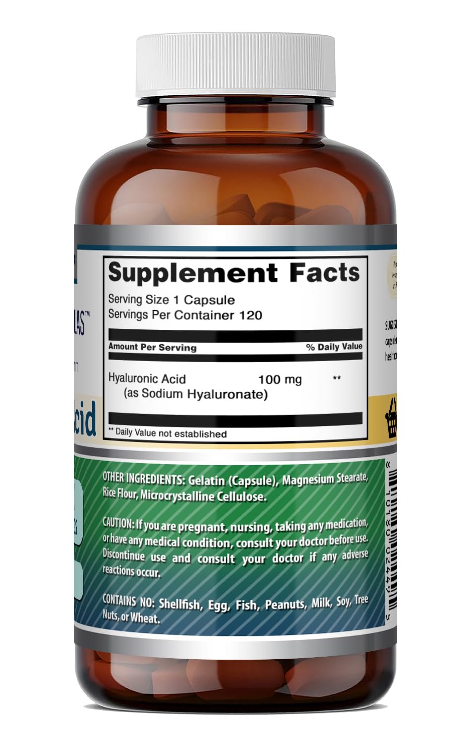 Amazing Formulas Hyaluronic Acid 100 Mg Supplement | Capsules | Gluten-Free | Made in USA (1 Pack | 120 Count) — Amazon image 4