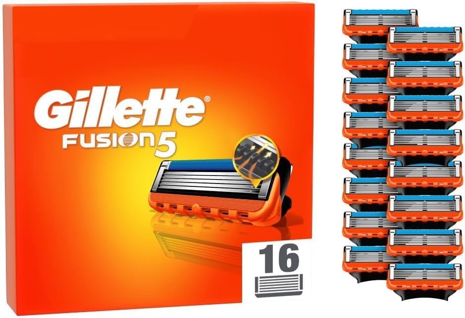 Gillette Fusion5 Razor Blades Men, Pack of 16 Razor Blade Refills with Precision Trimmer, 5 Anti-Friction Blades (Packaging May Vary)