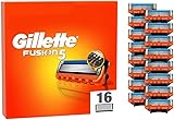 Gillette Fusion5 Razor Blades Men, Pack of 16 Razor Blade Refills with Precision Trimmer, 5 Anti-Friction Blades, Orange