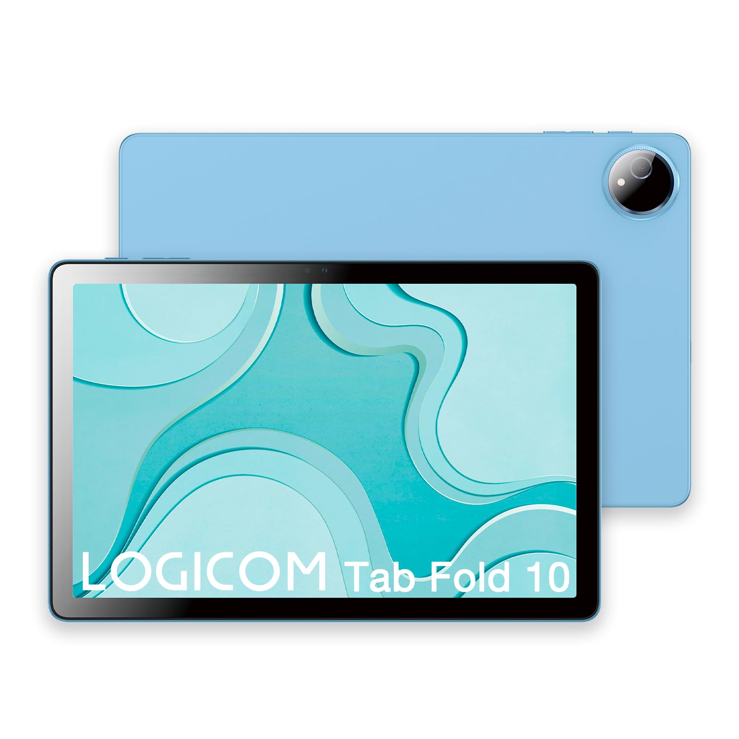 Logicom - Fold 10 - Tablette Android 15 - Folio Gartuit - 10.1 Pouces - HD IPS - 6 Go RAM - 128 Go + 256 Go - WiFi 6 - Octa-​Core - USB C - Caméras 8MP et 5MP - Batterie 6000mAh - Bleu