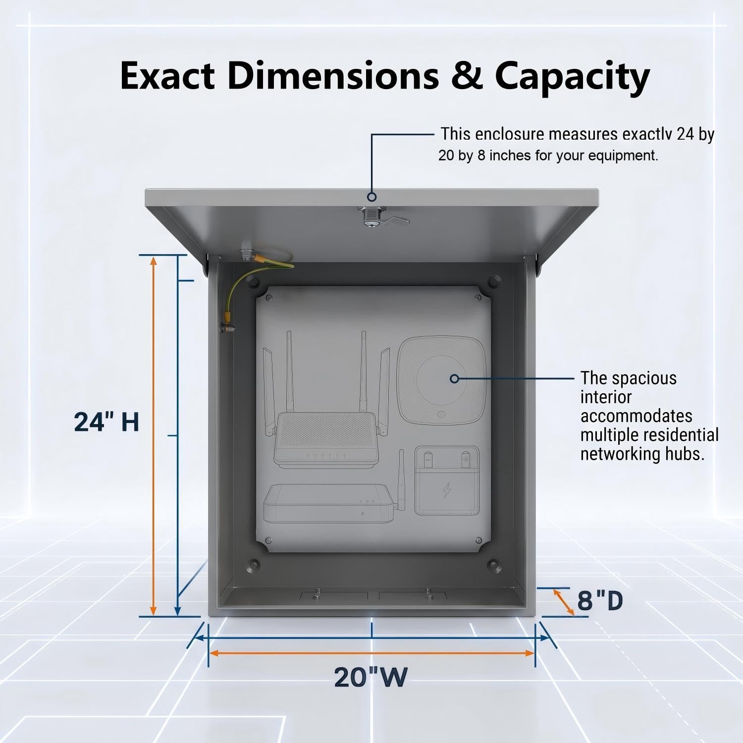 NEMA 3R Weatherproof Junction Box 24x20x8in Outdoor Utility Enclosure image 2