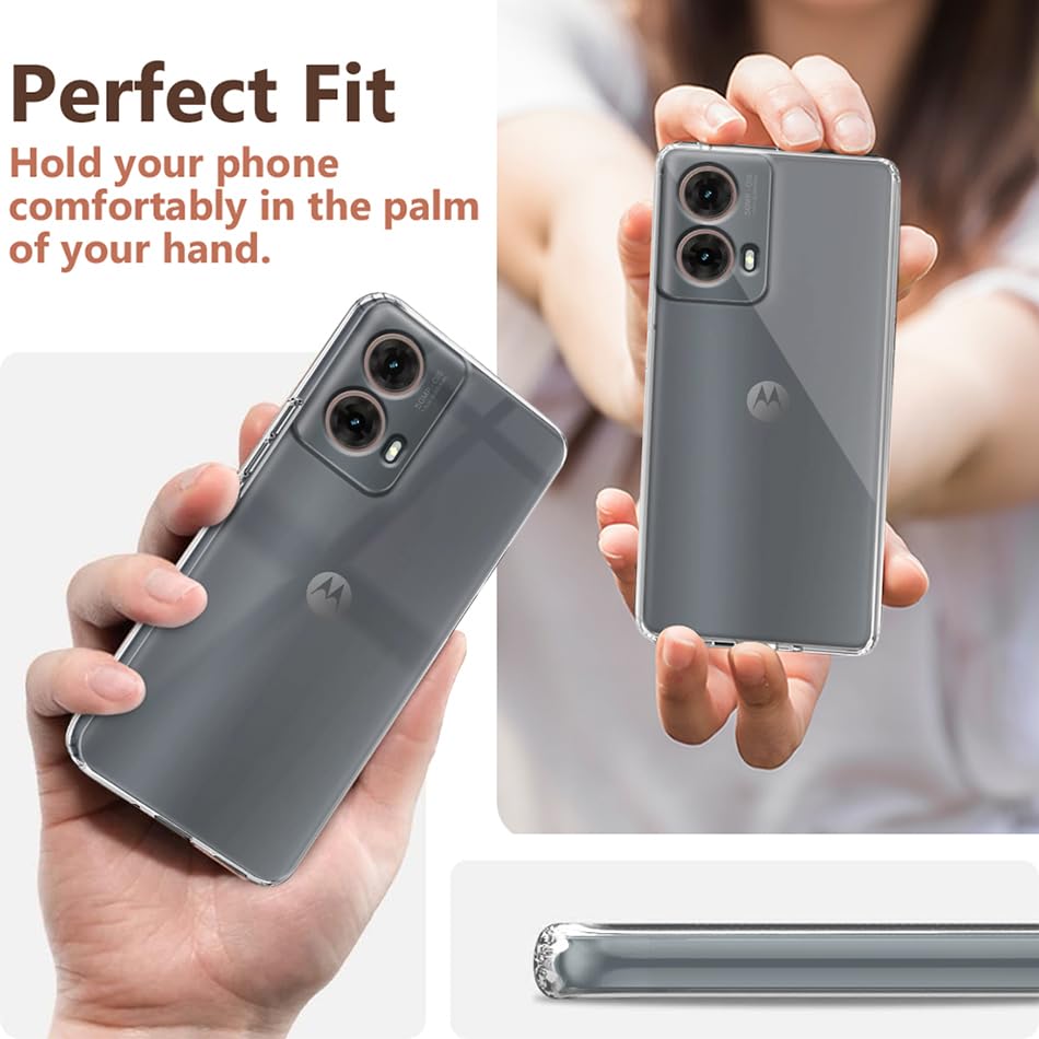 Image of Fashionury Crystal Clear Case for Motorola G85 5G | Yellowing Resistance | Transparent TPU Silicone | Raised Camera Lips | Slim Transparent Cover