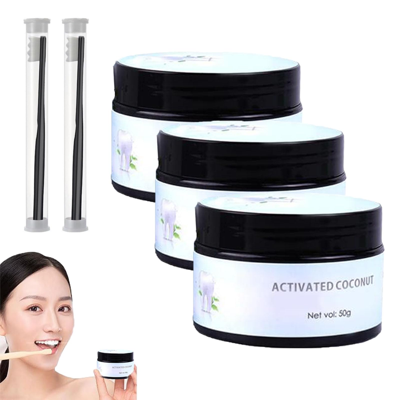 Amore Paris Teeth Whitening, Amore Paris Teeth Whitening Powder, Teeth Whitening Powder, Activated Coconut Teeth Whitening Powder, Natural Coconut Charcoal, Baking Soda Carbon Tooth Powder (3pcs)