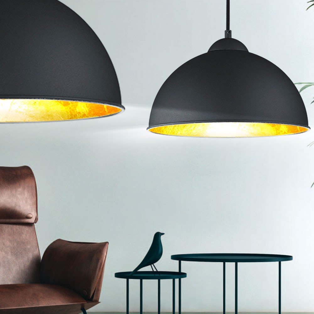 Reality Leuchten lampa wisząca Jimmy, 1 x E27 bez żarówki, średnica 31 cm, na zewnątrz czarna, wewnątrz złota, R30121002