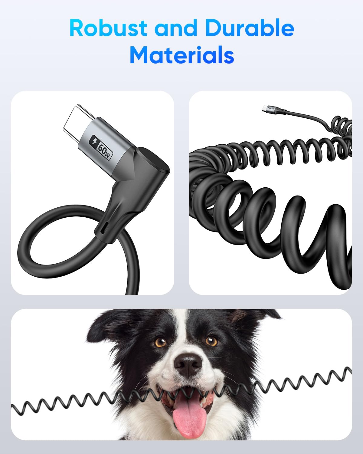 SUNGUY USB-C Spiralkabel 2er Set – Dehnbar 0,4–1 M, 90° Winkel, Für Android Auto & Schnelles Laden