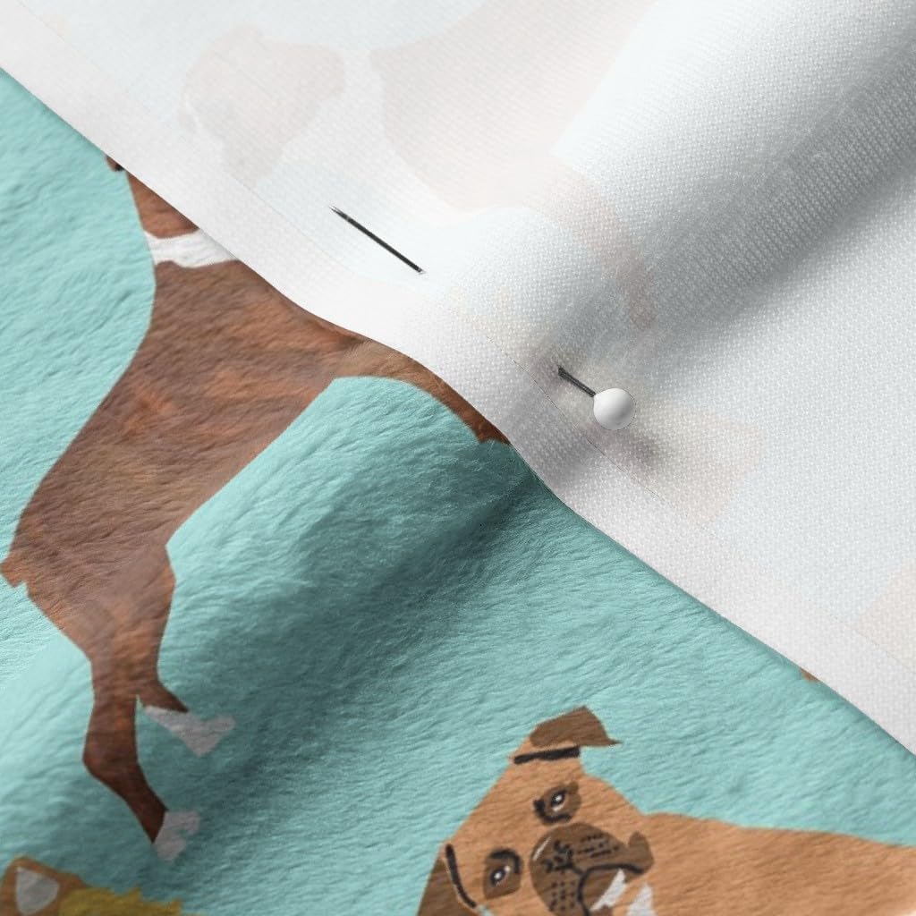 Spoonflower Fabric - Boxer Dog Pizza Cute Boxers Dogs Pet Portrait Printed on Minky Fabric by The Yard - Sewing Baby Blankets Quilt Backing Plush