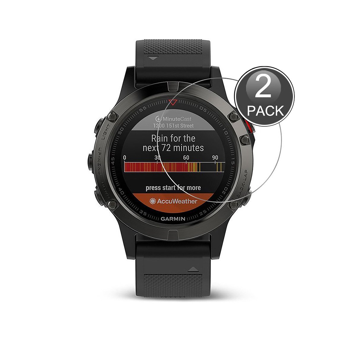 E-Hamii[2-Pack] Protect Film Compatible with FENIX5 Screen Protector, 0.26mm HD Anti-Scratch and Anti-fingerprint, 9H Tempered glass Protective cover, Better protection