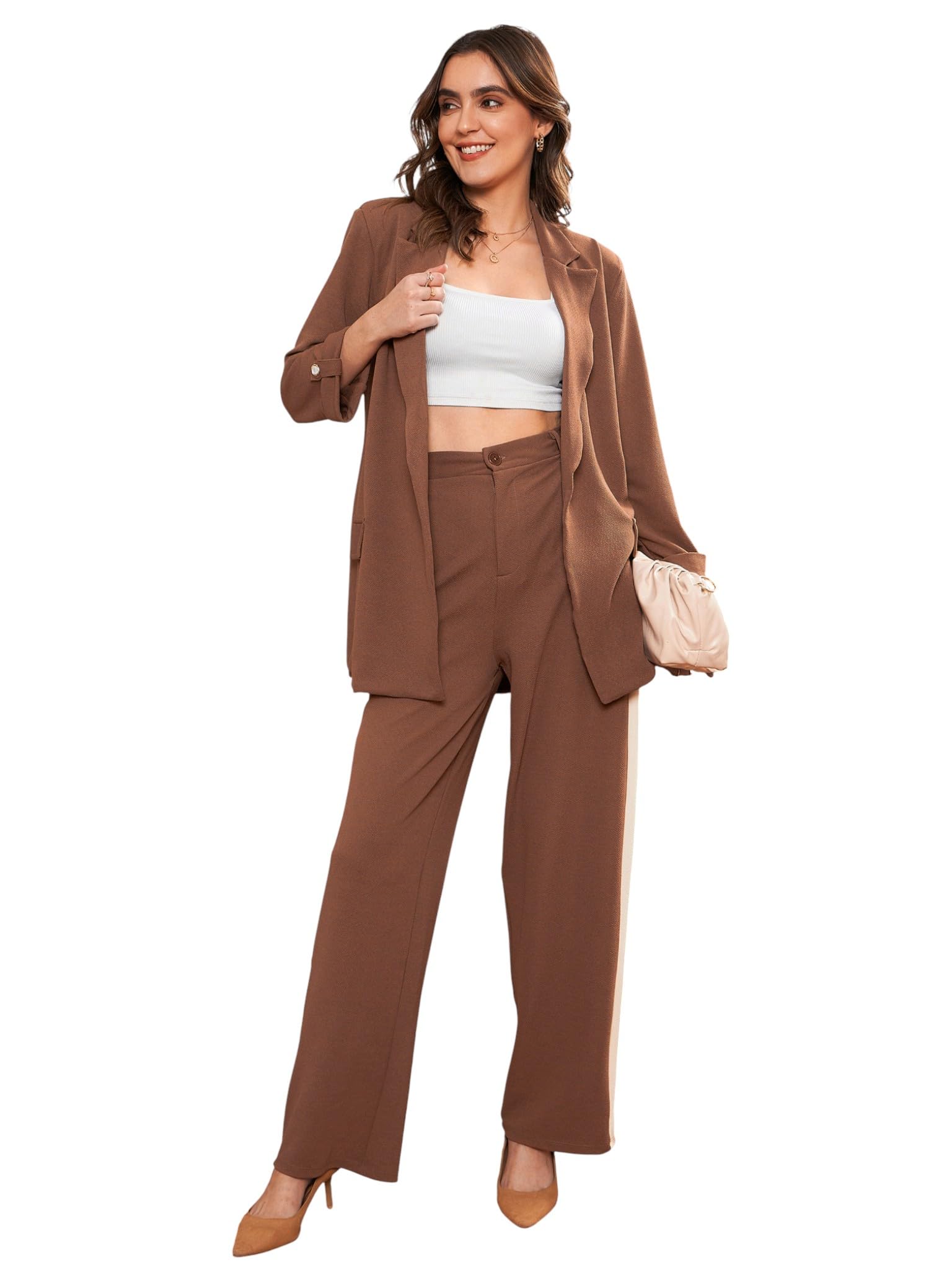 Women's Longline Blazer with Side Tape Pants-image-4