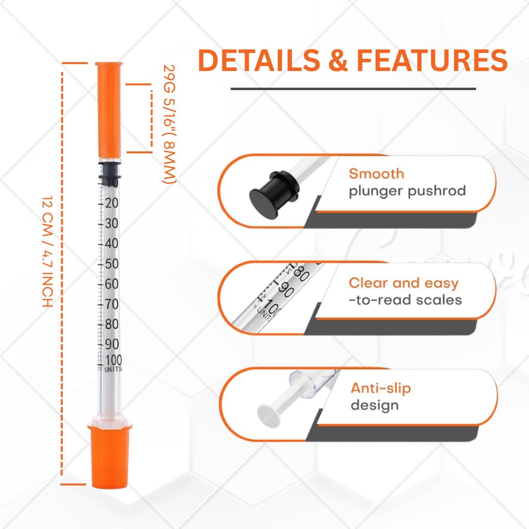 Lot de 50 tubes en plastique de 1 ml 29 g x 5/16" (0,33 x 8 mm) - Emballage individuel - Pour laboratoire et technique - Outils de mesure et de dosage multi-usages précis