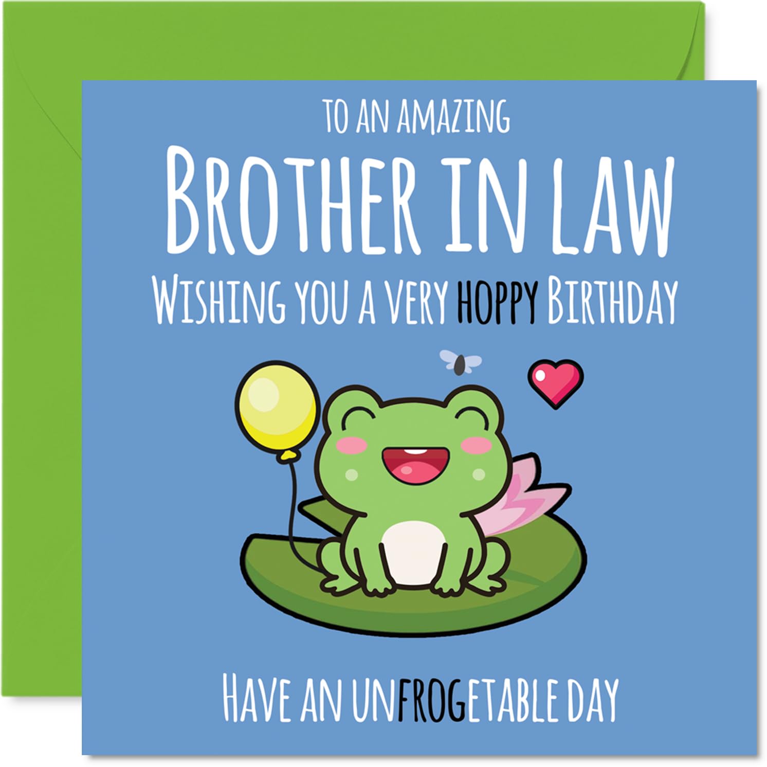 Brother in Law Birthday Card - Cute Frog - Happy Birthday Card for Brother in Law from Sister Sibling, 145mm Bday Greeting Cards