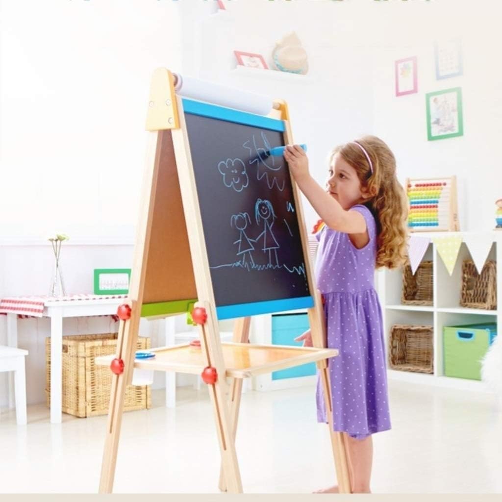 Kids Wooden Easel Adjustable Magnetic Sided Drawing Board Dry Children Art for 2~12 Years Boys Girls Painting