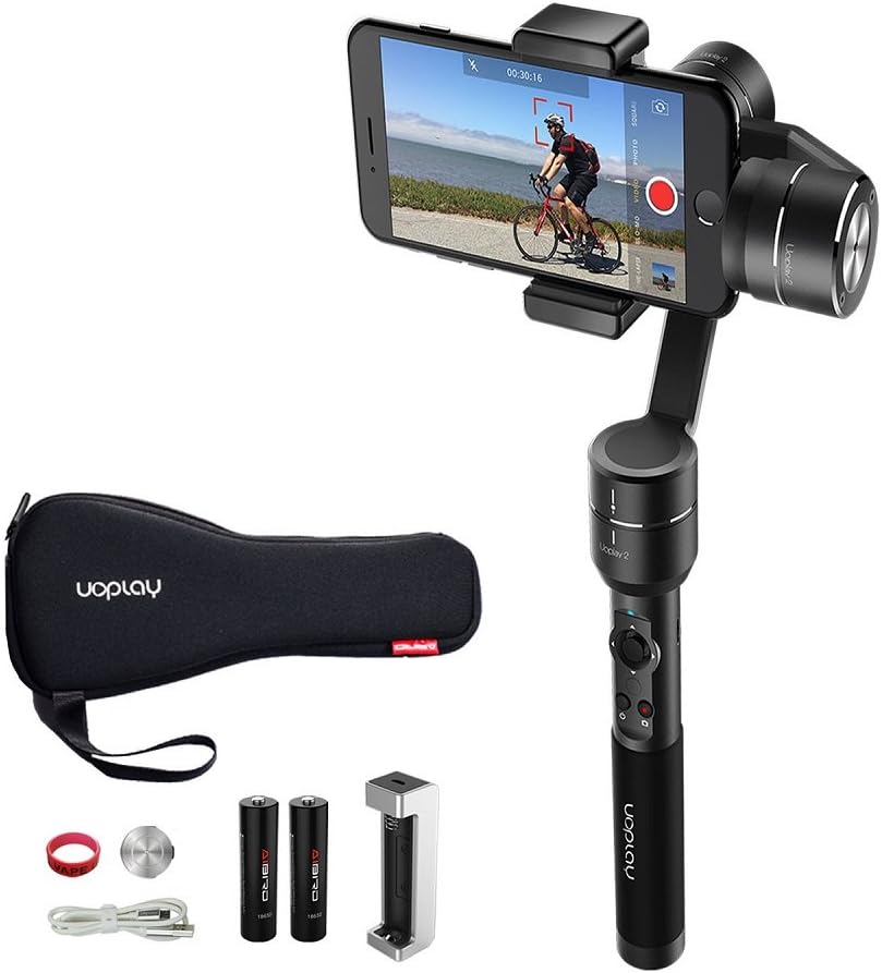 OFFICIAL AIbird Uoplay2 3 Axis Handheld Universal Smartphone Steady Gimbal Stabilizer for iPhone 8 and 8 Plus and Samsung Huawei Xiaomi GoPro Hero 3 4 5/other Sports Action Camera of Similar Size