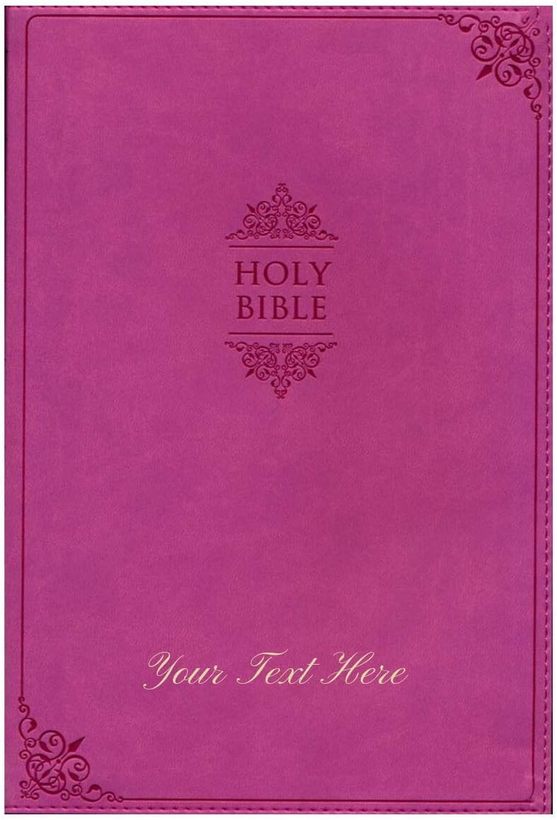Personalized Bible with Custom Text NIV Thinline Bible Large Print Leathersoft Pink New International Version Bible Custom Made Gift for Baptism Christenings Birthdays Celebrations