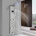 DanPiang Shower Panel Tower System Stainless Steel Shower Tower Shower Column with Rainfall Waterfall Shower Head 4 Shower Jets Matte Black…
