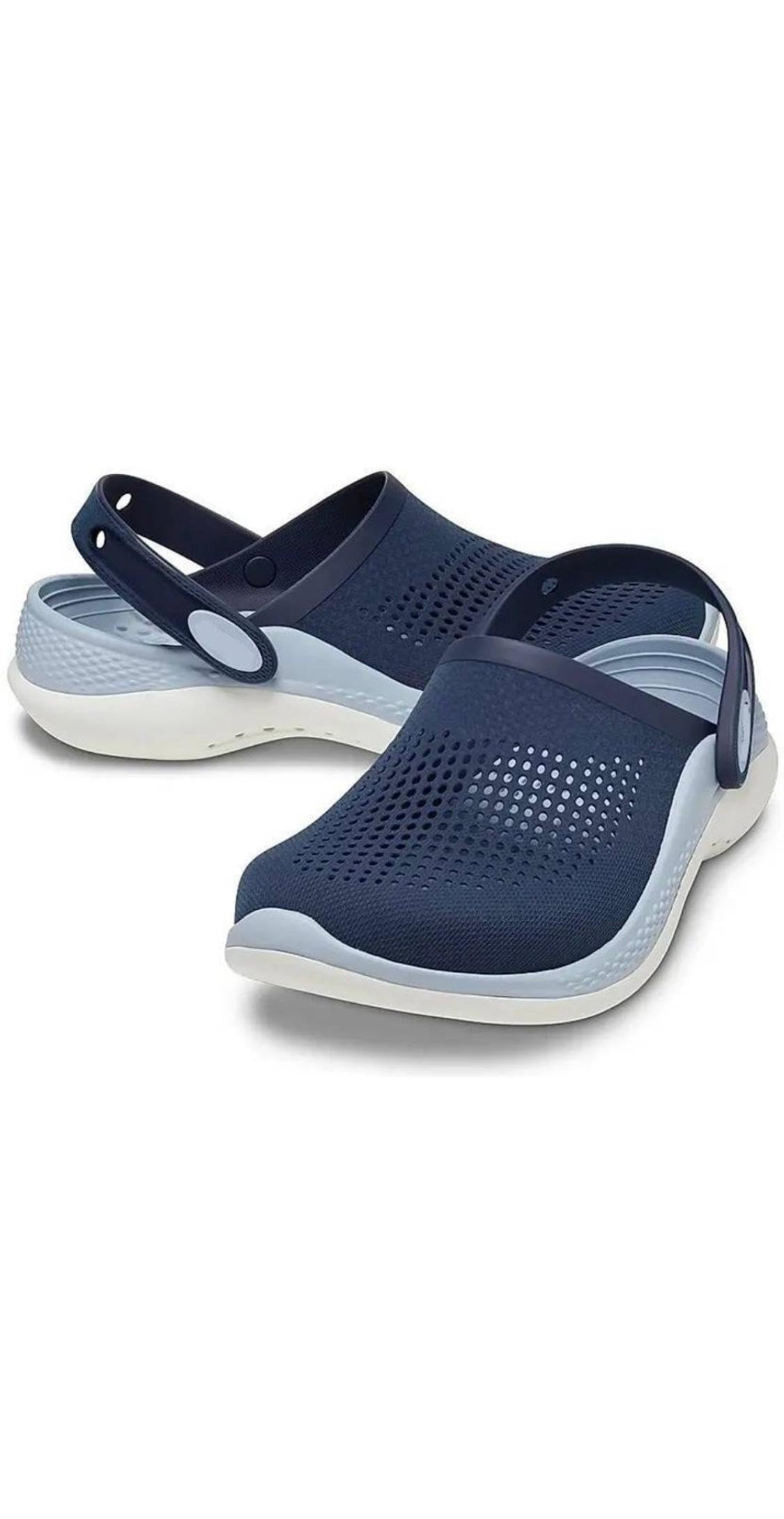 Vintage Imported Men's Casual Clogs, Rubber Sole, Slip-On, Navy Blue and Grey, Water Resistant-image-27
