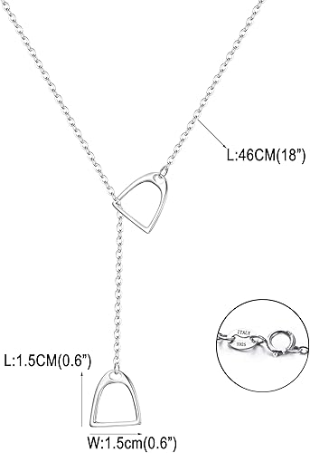 Miniatura 6 de FANZE 925 Sterling Sliver Horseshoe Necklaces for Women Double Stirrup Y Necklace Classic Western Horse Jewelry Gift for Anniversary Valentines