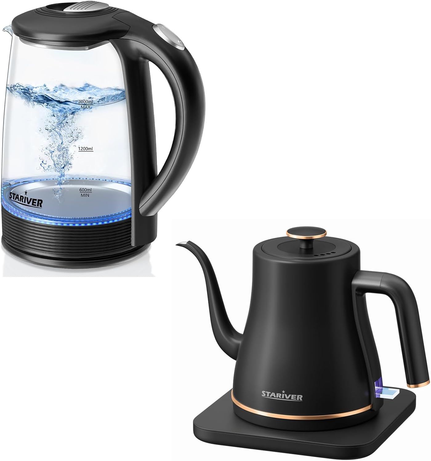 Stariver Electric Kettle 2L and Gooseneck Electric Kettle 0.8L