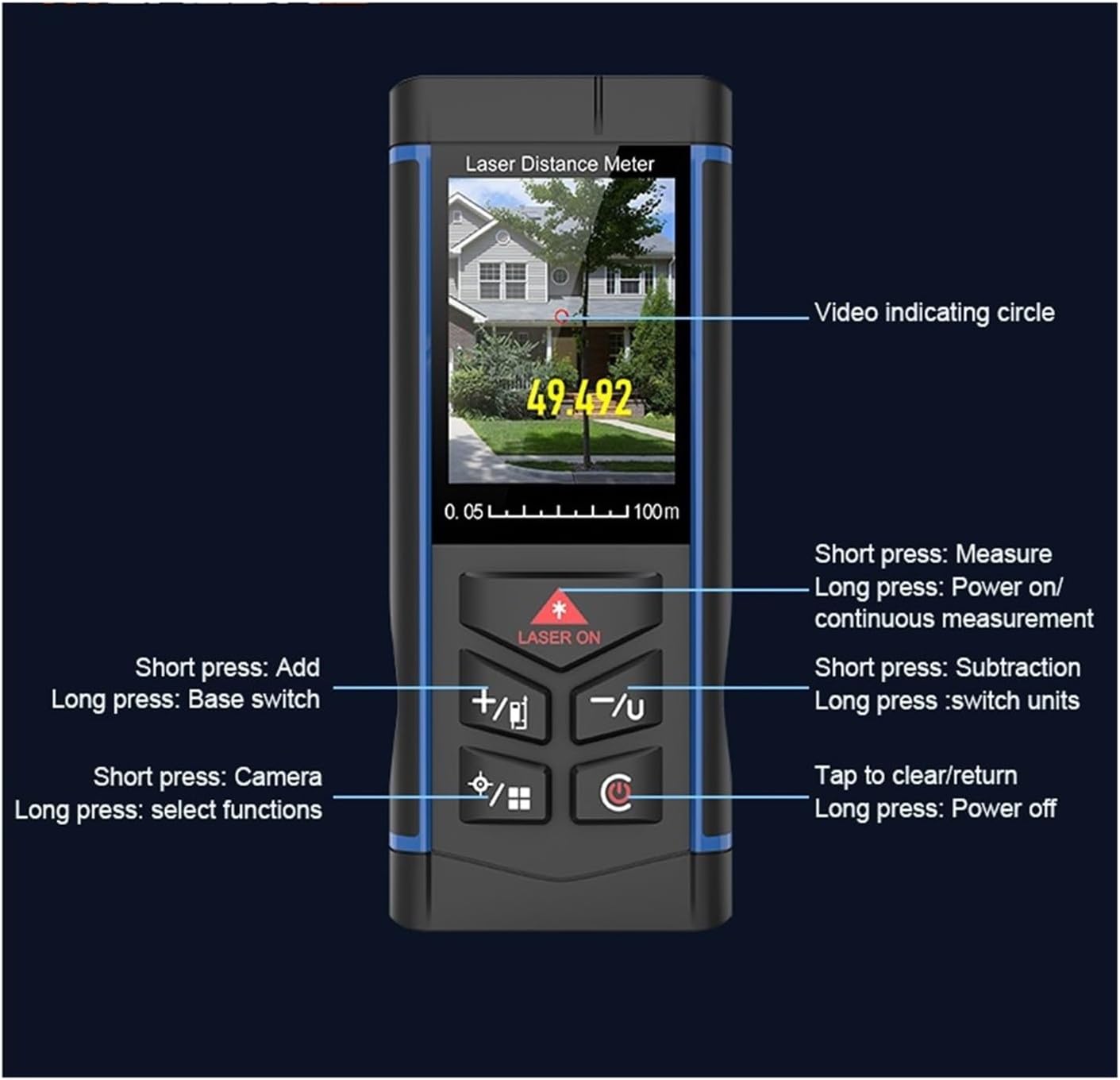 Rangefinder Camera Function, Color Screen, Voice Broadcast, 100m, 150m, 200m Portable Range Meter Industrial Construction Distance Measurer