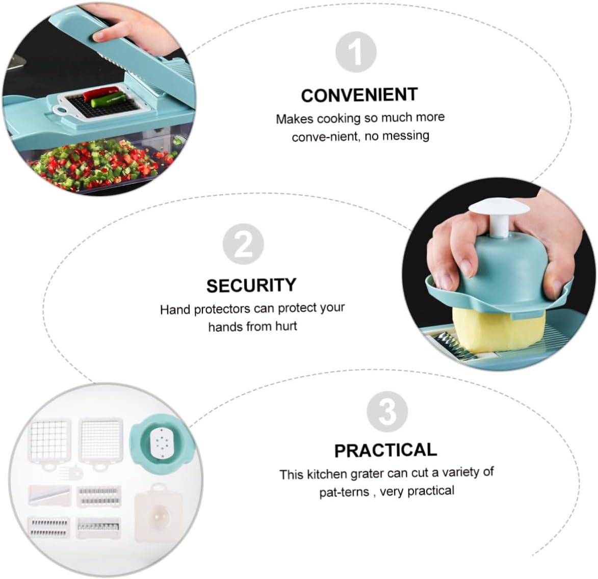 MAGICLULU Multifunctional Vegetable Chopper Slicer Cutter Grater 304 Stainless Steel Egg White Separation Tool Easy to Use for Home Cooking