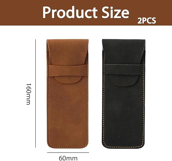 2 Pcs PU Pen Pouches Black Brown for Stationery Storage