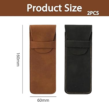 2 Pcs PU Pen Pouches Black Brown for Stationery Storage